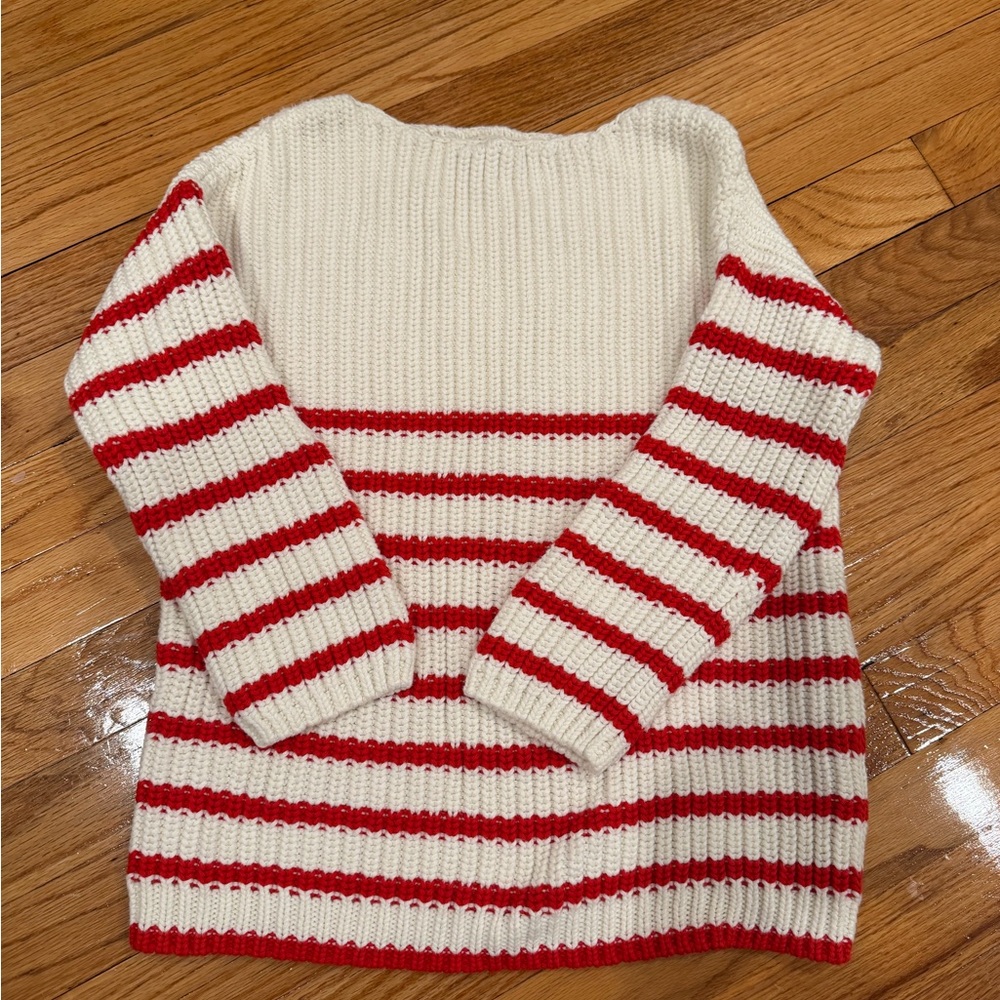 Land’s End Chunky Cropped Sleeve Striped Sweater - Size XS